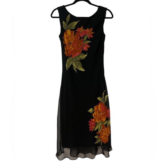 Dress Barn Dresses & Skirts - Vintage Dressbarn Black Floral Beaded Dress - NWT  (Size 6)